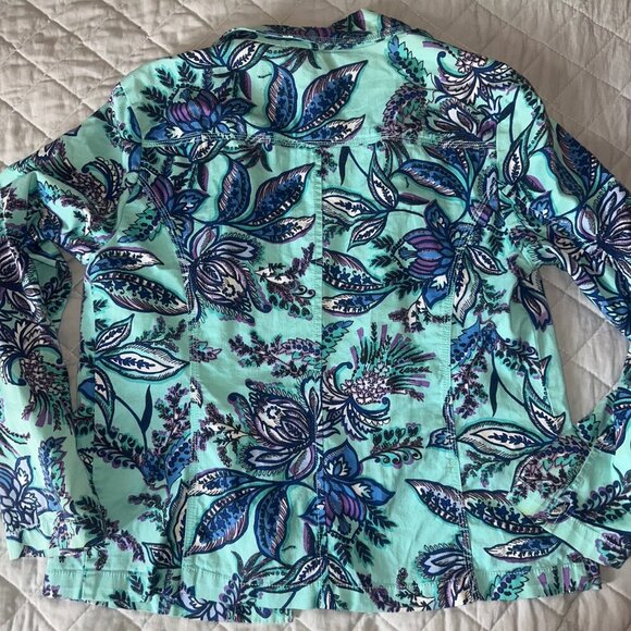 Pappagallo Women's Stretch Cotton Floral‎ Snap Front Jacket Size 10 - Picture 5 of 5